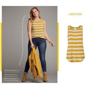 Cabi Liner Striped Mustard Tank Style 4010 Size XS